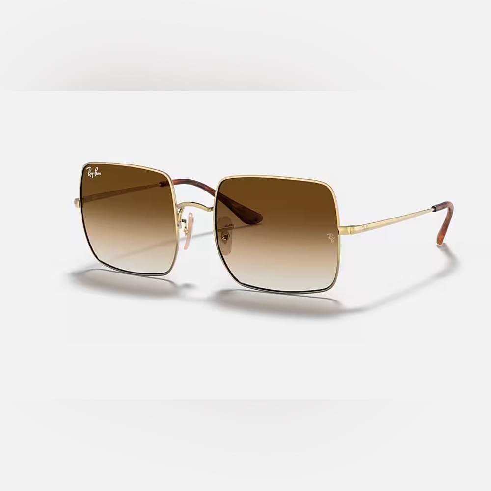 NWOT Ray Ban square gold frame and brown lense sunglasses